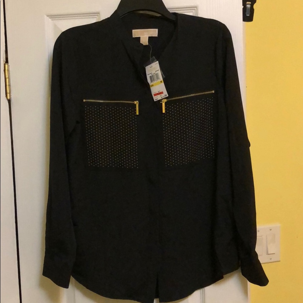 Michael Kira black blouse